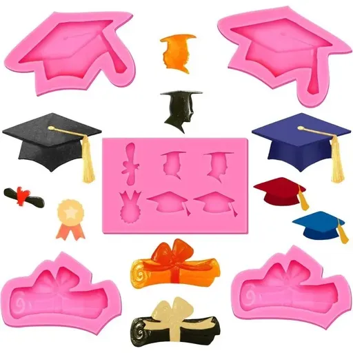 5 Pack Graduation Cake Decorating Molds