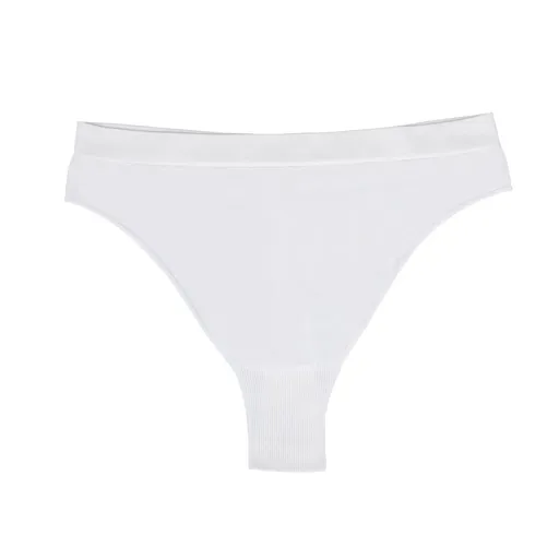 Size M White Comfortable High-Waisted Thong Underwear - 3-Pack for Everyday Comfort