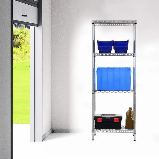 Wire Storage Rack – 45x45cm Chrome Shelving with Fixed Legs