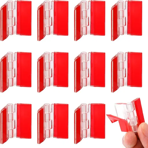 12 Pcs 35x25 mm Mini Transparent Acrylic Hinge Self-Adhesive Small Hinges Folding Hinge, Clear Plastic Hinges for Glass, Crafts, Aquarium Lid, Cabinet, Furniture, Display Stand