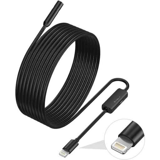 Endoscope For Iphone, Inspection Camera With 7.9Mm Lens For Iphone&Ipad, 5M Semi-Rigid Cable Borescope Ip68 Waterproof,