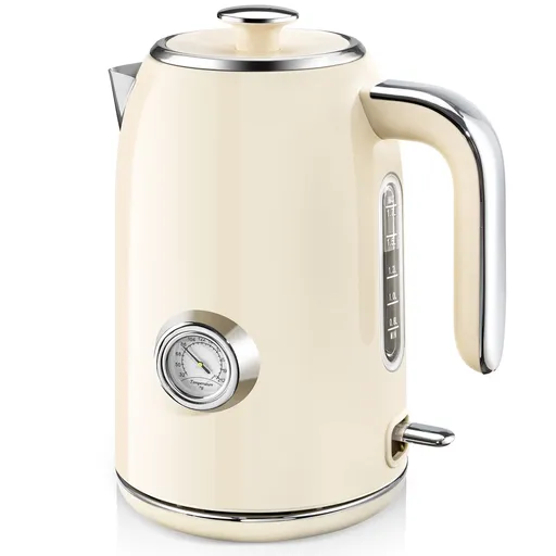 Electric Kettle, 1.7L Stainless Steel Tea Kettle with Temperature Gauge, Water Boiler with LED Light, BPA-Free, Auto Shut-Off