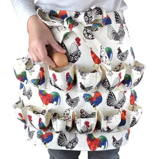Chicken Egg Collecting Apron,12 Deep Pockets Chicken Egg Apron and 7 Deep Pockets Chicken Egg Basket