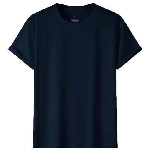 Adult 100% Cotton T-Shirt Unisex Men's Basic Plain Blank Crew Tee Tops Shirts, Navy, L