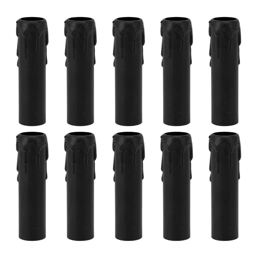 10pcs 4 Inch Candle Covers Sleeves Simulation Vintage Wax Drop Candle Socket Covers for Chandelier Black