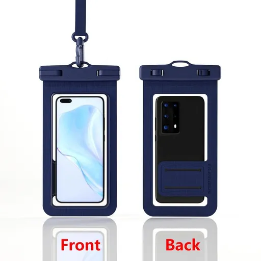 Single-Hand Selfie Phone Waterproof Pouch, High-Sensitivity Touch Screen, for Snorkeling and Surfing—Navy Blue