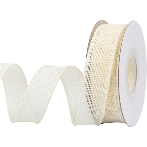 Wired Edge Ribbon 5cm x 9.14M, White, Ideal for Crafting, Gift Wrapping, Wreath, Christmas Tree, and Rustic Wedding Decorations