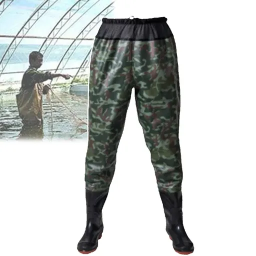 Waist Wading Pants, Thickened Rain Boots, Water Pants with PVC Waterproof, Anti Slip, Wear-Resistant Wading Boots,for Fly Fishing,Duck Hunting,Kayaking - Camo2 - Size 40