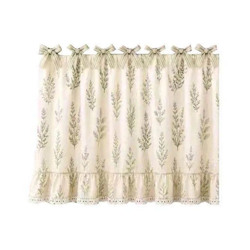 Rustic Lace Oven Cover Decorative Kitchen Stove Curtain with Floral Lace Trim and Dustproof Fabric for Ranges and Ovens Country Style Home Decor Kitchen Appliance Guard