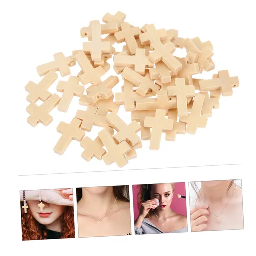 50pcs Cross Pendant Wood Cross Bulk Vintage Ornament Christ Cross Charms Cross Necklace Pendant Charm Holder for Necklace