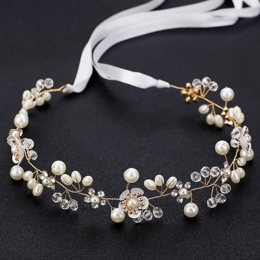 Flower Girl Hair Accessory, Princess Headpiece White Flower Headband Pearl for Girl and Flower Girls Cute Bridal Wedding Hair Band