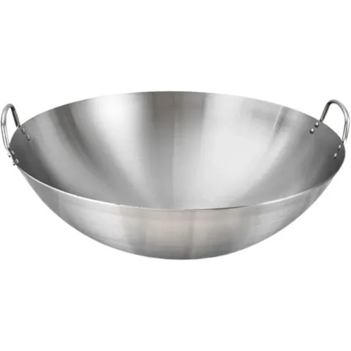 Double Handle Wok, Heavy Duty Stainless Steel Wok Fry Pan, Large Capacity Saute Pan, Multipurpose Stewpot Skillet for Gas &, Grey, 27.9 cm