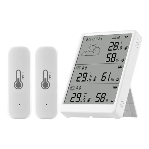 WiFi Smart Temperature Humidity Monitor With Sensor APP Remote Control Digital Temperature Humidity Sensor Real-time Monitoring Voice Control for Indoor Home Bedroom Greenhouse Garage