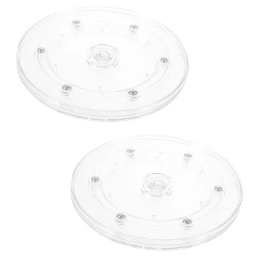 2Pcs Plastic Rotating Turntable with Smooth Surface for Spice and Makeup Storage