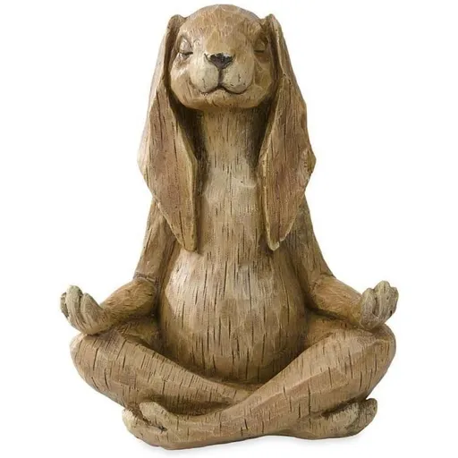 Wind & Weather Indoor/Outdoor Long-Eared Rabbit Garden Statue in Cross-Legged Meditating Yoga Pose Cast in Resin Designed to Look