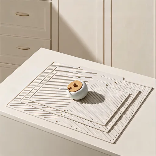 3-Piece Beige Silicone Draining Mat Set Kitchen Counter Protector Heat-Resistant Non-Slip Mats Large Medium Small