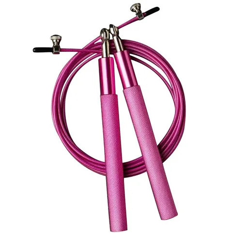 Adjustable Jump Rope with Aluminum Handles, Tangle-Free Ball Bearing Skipping Rope for Fitness Training - Pink