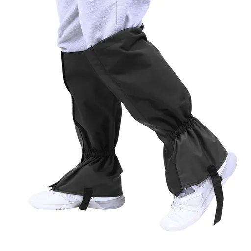 1Pair Outdoor Sports Leg Gaiters with Low Temperature Resistant Tpu Strap in Black for Hiking