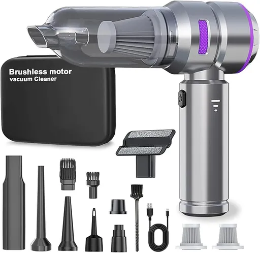 Car Vacuum Cleaner,19000PA High Power Mini Vacuum Cleaner,Rechargeable Handheld Vacuum,Portable Cordless Compressed Air Duster Air Blower for Car Home-Purple