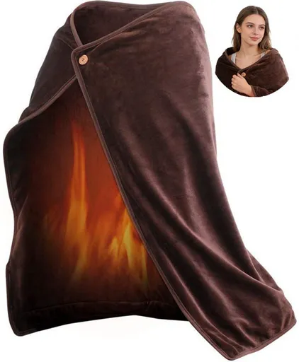 Electric Blankets, Heated Blanket, Rechargeable, for Home, Travel and Daily Use, Easy to Store, Carry and Use, 100 x 70 cm, USB, Brown