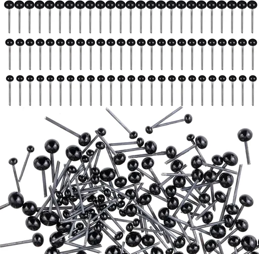 Small Safety Eyes for Crocheting,150PCS Glass Eyes for Crafts 2/3/4mm Black Beans Needle Type Glass Eye Doll Eyeballs Ball Craft Eye for DIY Bear Plush Animal Puppet Needle Felting Dolls Sewing Crafts