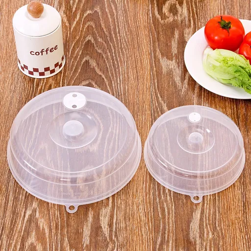 Microwave Covers 2 Piece Plastic Clear Steam Vent Splatter Lid Food Dish S 17x17x4cm M 23x23x5.5cm
