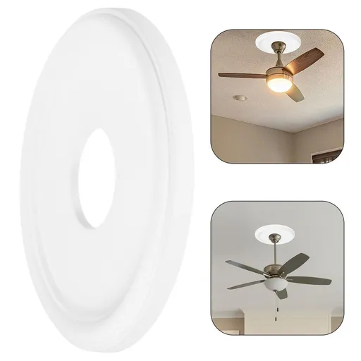 White Ceiling Medallion Polyurethane Easy Install for Light Fixtures