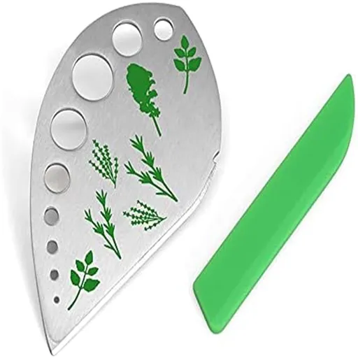 Vegetable Cutter , Herb Stripper Jiaedge Green 9 Holes Stainless Kitchen Herbs Stripping Tool Metal Herb Peeler for Collard Greens Stripper As shown