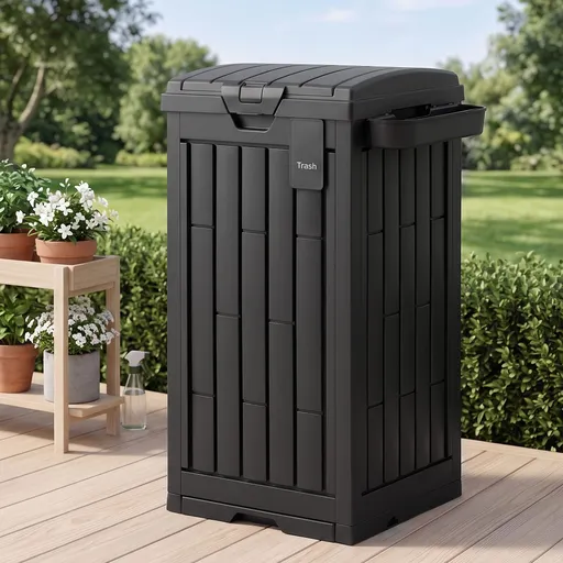 Gardeon Outdoor Trash Cans Polypropylene Patio Hideaway Bin 110L Black