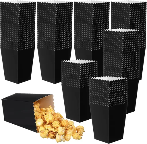 450 Pcs Popcorn Boxes Mini Paper Popcorn Box Cardboard Popcorn Container for Party Black Popcorn Holder Disposable Candy Popcorn Bags for Birthday Wedding Decoration, 2.36 x 2.99 x 4.17 Inches