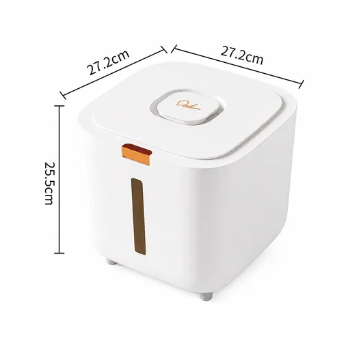 Large Size [Approx. 12-15 catties of cat/dog food] Sealed Rice Storage Container with Push-Button Lid - Moisture and Insect Proof Design, Transparent Level Window, Airtight Silicone Seal for Kitchen Pantry Organisation