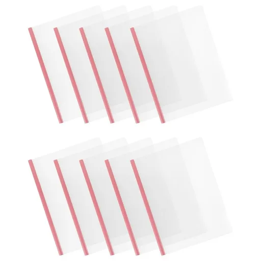10Pcs Clear Report Covers with Sliding Bar Pink Paper Holders for Work Areas