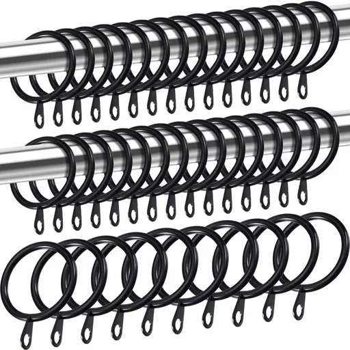 Metal Curtain Rings, Curtain And ROd Hanging Rings, 30Mm Inner Diameter Drapery Sliding Eyelet Rings (Black, 40 Pack)