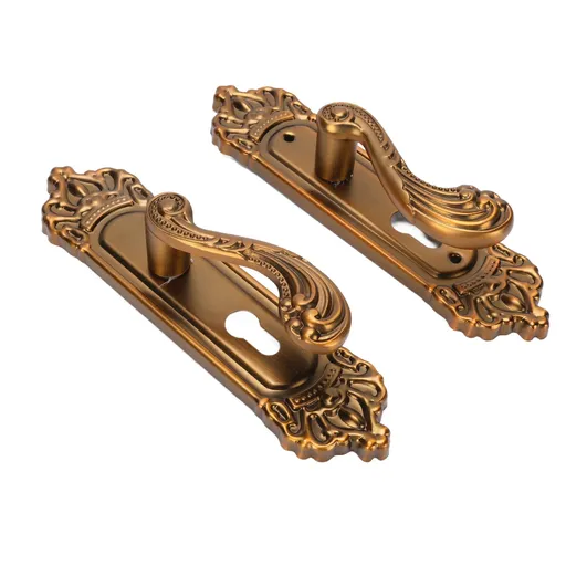 European Style Door Handle Lock Set Aluminum Silent Retro Interior Entry Door Lever Lock with 3 Keys for Home Bedroom Bathroom