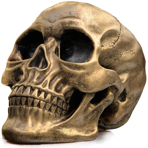 Life Size Human Skull Model 1:1 Replica Realistic Human Adult Skull Head Bone Model (Gold)Halloween and party decorations