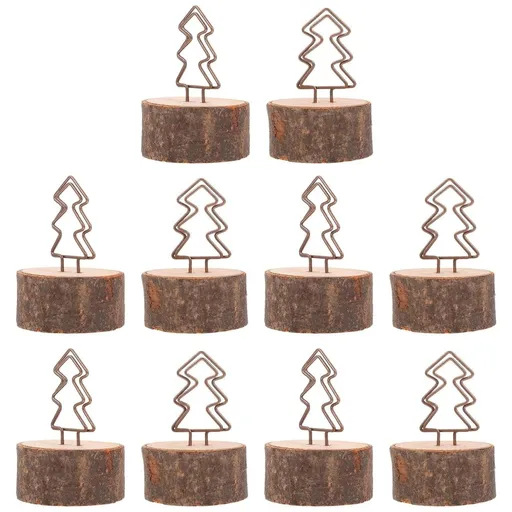 10-Pack Brown Wooden Photo Clips for Restaurant Menus and Home Use, Wood Clips for Photos and Notes