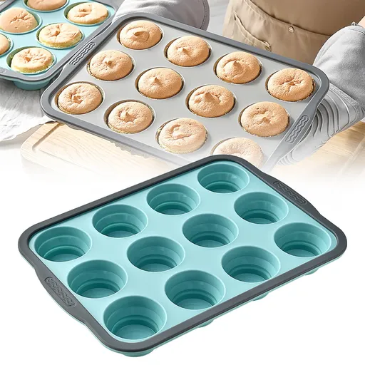 Brownie Pan with Dividers, 1 Set 12 Cavity All Edges Square Cupcake Brownie Pans Mini Cake Non Stick Baking Carbon Steel Bread Mold Small Edge 3x4 Individual Cutter Sheet Tray for Cookie Oven One Size Red-A
