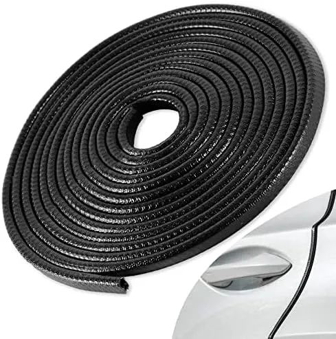 16.4Ft (5M) Car Door Edge Guard, No Glue Entry Guard Protective Strip, Rubber Trim Protector, Applicable to Car, Truck, SUV and ATV, Exterior Accessories（Black） Black 16.4Ft/5M