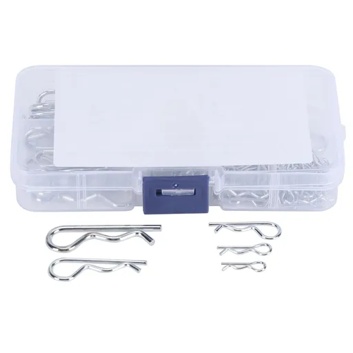 100Pcs R Cotter Pins Tractor Pin Clips with Plastic Box Assortment Kit Fastener Clip Set