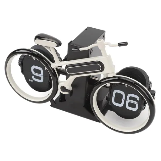 Bicycle Flip Clock Bike Shaped Flip Clock Battery Operated Retro Vintage Flip Down Desk Clock Mechanical Clock for Home Office White
