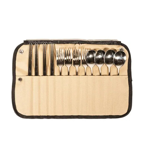 Tableware storage Tableware arranged neatly, at a glance, easy to use portable outdoor Cutlery storage jar (khaki)Storage bag only, tableware not included