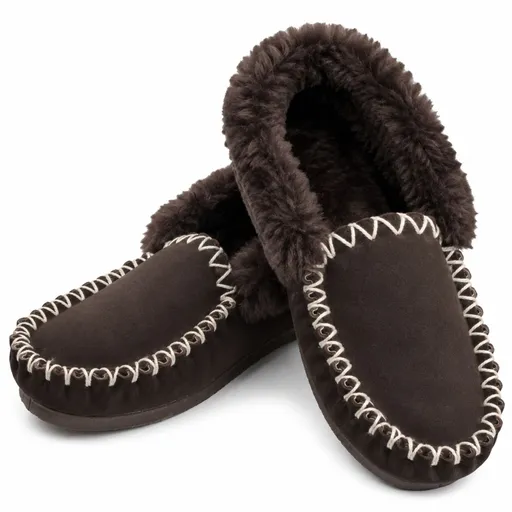 Sheepskin Merino Wool Moccasin Slippers Genuine UGG Slip On - Chocolate Brown