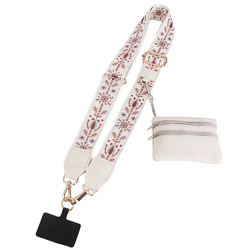 Phone Strap with Zipper Pouch,Crossbody Adjustable Chain Lanyard with PU Leather Wallet for All Phones B