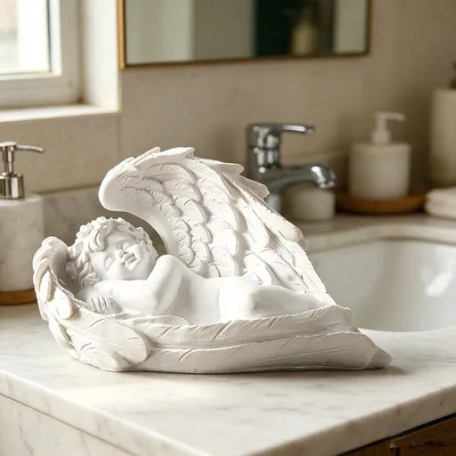 Lying Angel Wings Figurine, Resin Ornament for Shelf Display