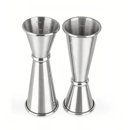 4-Piece Dual-Sided Bartending Jigger Set - 1oz & 2oz Measured Markings, Stainless Steel, Food-Grade Cocktail Measuring Tool for Professional & Home Bars
