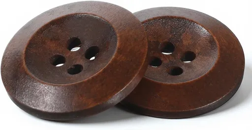 50 Pcs Big Wooden Buttons, 1 Inch (25 mm) Small Natural Wood Brown Buttons 4 Hole Round Sewing Large Replacement Button for Clothing, DIY Crafts, Jackets, Sewing Project, Home Decorations