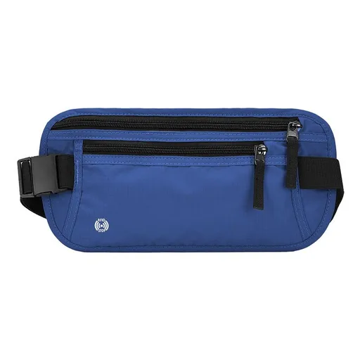 RFID Blocking Slim Anti-theft Waist Bag, Hidden Travel Money Belt for Passport, Documents and Cash, Navy Blue