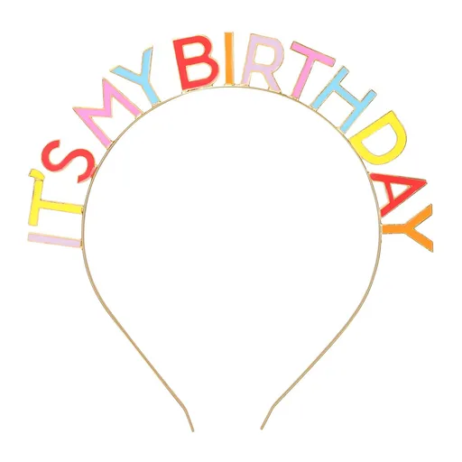 'It's My Birthday' Alloy Headband, One, Multicolor Happy Birthday Crown Rainbow It's My Birthday Alloy Headband Birthday Headpiece