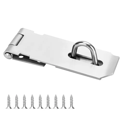 Gate Hasp Latch Lock Stainless Steel, Door Safety Packlock Clasp， Heavy Duty Hasp Lock Set for Doors, Cabinets, Closets