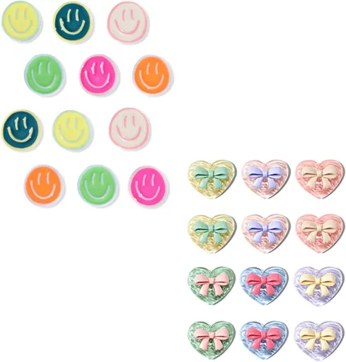 12Pcs Smile & 12Pcs Heart Magnets, Colorful Magnets for Whiteboard Cabinet Locker, Resin Decorative Magnets for Classroom Kitchen Office